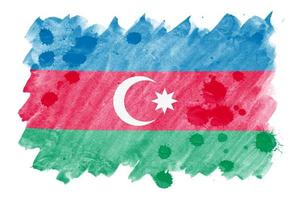 Azerbaijan flag is depicted in liquid watercolor style isolated on white background photo