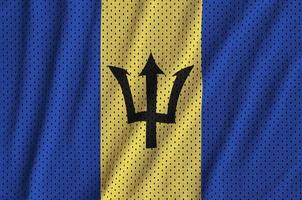 Barbados flag printed on a polyester nylon sportswear mesh fabri photo