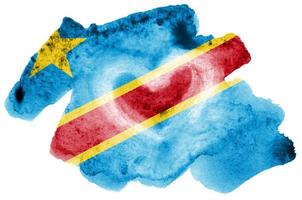 Democratic Republic of the Congo flag is depicted in liquid watercolor style isolated on white background photo