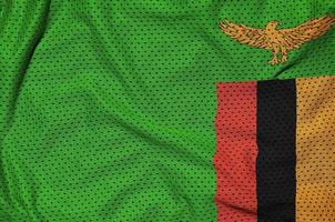 Zambia flag printed on a polyester nylon sportswear mesh fabric photo