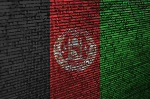 Afghanistan flag is depicted on the screen with the program code. The concept of modern technology and site development photo