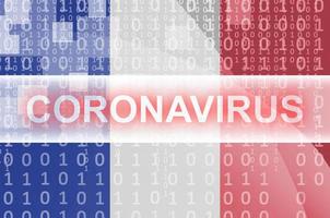 bandera de francia y composición abstracta digital futurista con inscripción de coronavirus. concepto de brote de covid-19 foto