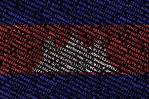 Cambodia flag is depicted on the screen with the program code. The concept of modern technology and site development photo