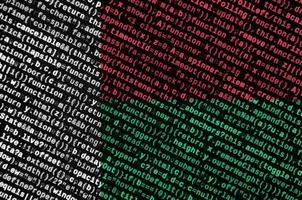 Madagascar flag is depicted on the screen with the program code. The concept of modern technology and site development photo