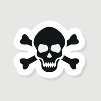 Skull and Crossbones Icon on White Background. Vector