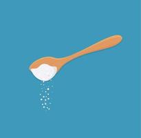 Spoon with sugar salt icon. Teaspoon side view powder for tea or coffee. vector