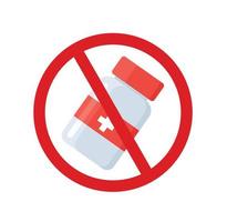 No pills sign isolated on white background, vector illustration.