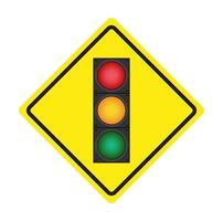 Icons depicting typical horizontal traffic signals with red light above green and yellow in between isolated vector illustration