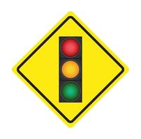 Icons depicting typical horizontal traffic signals with red light above green and yellow in between isolated vector illustration