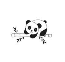 lindo panda come ilustración de icono de vector de dibujos animados de bambú. concepto de icono animal vector premium aislado. estilo de dibujos animados plana