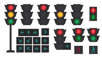 Traffic concept with traffic lights and road signs. Vector illustration