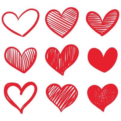 Doodle sketch style of hearts icon vector illustration for concept design.
