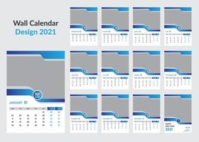 plantilla de calendario de pared 2021 vector