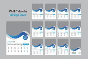 Wall Calendar 2021 Template vector