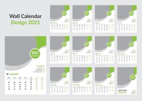 plantilla de calendario de pared 2021 vector