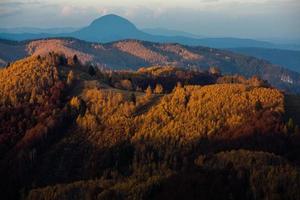 A charming mountain landscape in the Bucegi mountains, Carpathians, Romania. Autumn nature in Moeciu de Sus, Transylvania photo