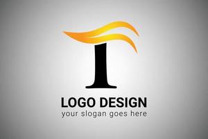 Letter I logo design with yellow and orange Elegant Minimalist Wing. Creative I letter Swoosh Icon Vector Illustration. I Letter Logo Design with Fire Flames and Orange Swoosh Vector Illustration.