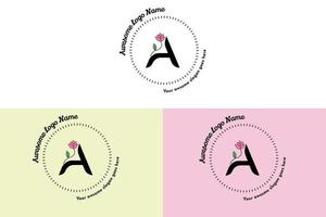 logotipo femenino de una letra, modernas plantillas de insignia minimalistas y florales para marca, identidad, boutique, vector de salón. simple floral un vector de diseño de logotipo de letra.