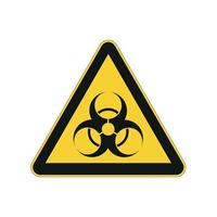 Biohazard symbol sign. Biological hazard icon inside yellow circular sign. Toxic sign. Vector illustration of warning radioactive zone. Emblem of danger. Caution symbol isolated on white background.