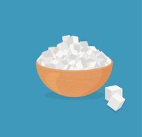 Refined sugar in a bowl. Baking and cooking ingredient. Vector food in a trendy flat design isolated on blue background.