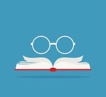 icono de línea de lectura de libros. signo de estilo lineal para concepto móvil y diseño web. icono de vector de contorno de libro abierto y gafas. símbolo, ilustración de logotipo. gráficos vectoriales