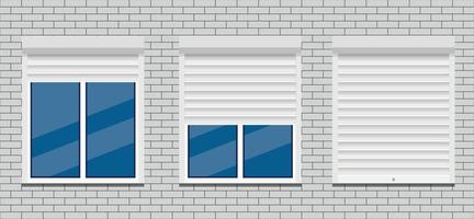 Window with rolling shutters vector flat design.