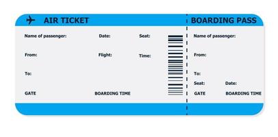 Modern and realistic airline ticket design with flight time and passenger name. vector illustration