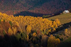 A charming mountain landscape in the Bucegi mountains, Carpathians, Romania. Autumn nature in Moeciu de Sus, Transylvania photo