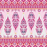 Contemporary Fabric Pattern Design has Developed Thai Patterns and Geometric Shapes Thai Culture uses the Pink Color Tone as a Motif for use as a Border Decoration on Garments or Wrapping vector