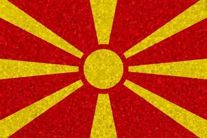 bandera de macedonia del norte en textura de espuma de poliestireno foto