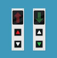 Lift call buttons with arrows to choose upwards or downwards. Isolated vector illustration on white background.