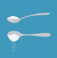 Spoon with sugar salt icon. Teaspoon side view powder for tea or coffee. vector