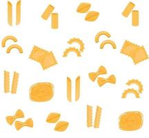 Seamless pattern of traditional pasta shapes. Different types of macaroni. Vector illustration.