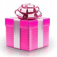 3d gift box on isolated white background. Birthday, celebration, 3d packaging photo