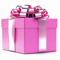 caja de regalo 3d sobre fondo blanco aislado. cumpleaños, celebración, embalaje 3d. foto