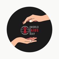 World aids day between hands design vector illustration