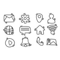 set of doodle mobile phone icon design illustration. line application icon, sign and symbol. vector