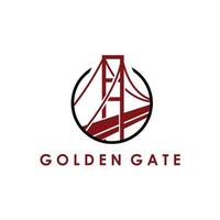golden gate logo simple flat in the circle shape vector