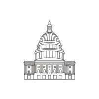 Capitol building detail line art logo design vector illustration