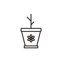 death flower in the pot outline logo design vector illustration flat minimalist