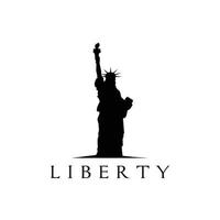 liberty statue silhouette logo design vector illustration