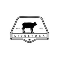 cattle cow beef bull livestock farm logo badge design vector illustration