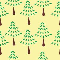 Trees and forest doodle hand-drawn seamless pattern background. Design for textile, wrapping, template vector