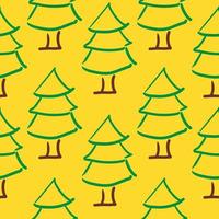 Trees and forest doodle hand-drawn seamless pattern background. Design for textile, wrapping, template vector