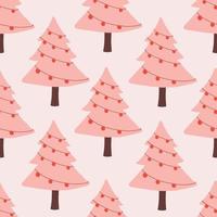 Christmas tree hand drawn pattern seamless background. design for template, poster, wrapping paper etc. vector