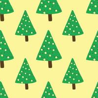 Christmas tree hand drawn pattern seamless background. design for template, poster, wrapping paper etc. vector