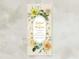 wedding invitation card with yellow flowers illustration vector