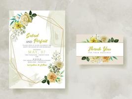 wedding invitation card with yellow flowers illustration vector