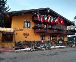 Vail, Colorado, USA, January 2016.  Bavarian style restaurant and hotel photo