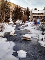 Vail, Colorado, USA, January 2016.  Snowy Gore Creek in January photo